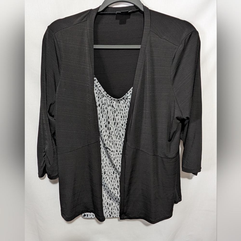 East 5th Black Jacket with Patterned Inner Top
